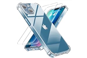 Tentoki 3 in 1 für panzerglas und hülle iPhone 13,[Nie Vergilbung] schutzfolie iPhone 13 TPU handyhülle Schlanke Stoßfeste Anti Kratzt Transparent