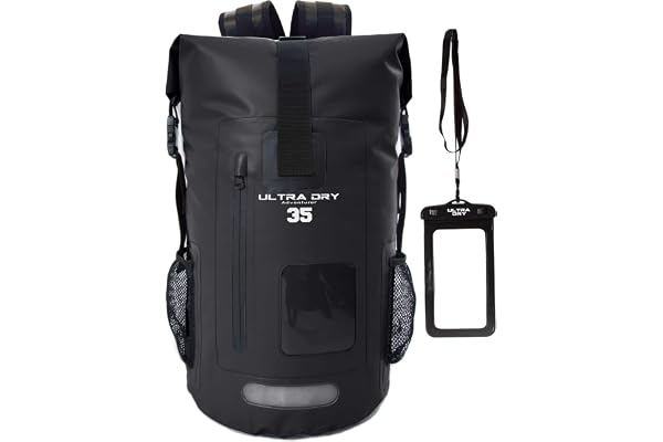 Sac à Dos étanche de qualité supérieure de 35 l et 55 l avec Sac étanche pour téléphone, Parfait pour Le Bateau, Le Kayak, la randonnée, Le canoë, la pêche, Le Rafting, la Natation, Le Camping