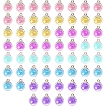 66 Pezzi Mini Sfere Di Vetro Con Glitter Stella | Ciondoli Per Bijoux Fai Da Te | Pendenti Colorati - Foto 10