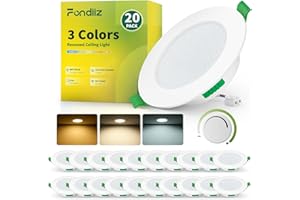 ‎FONDIIZ Fondiiz 20er Set LED Einbaustrahler 230V Dimmbar, 6W 700LM LED Spots Warmweiß 2700K Neutralweiß 4000K Kaltweiß 6000K, IP44 Deckenspots 98mm für Badezimmer Wohnzimmer Küche, Weiß