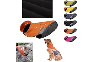 Komate Fleece Hundemantel Hundejacke mit Hundeleinenloch Öffnung wasserdichte Reflektierende Weste Haustier Hundebekleidung Warme Winter Welpenmäntel für kleine Mittel Große Hunde (XL, Orange)
