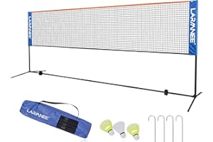 LARMNEE Red de Bádminton, Red de Tenis, Red Deportiva Portátil, Red de Bádminton Plegable, Ajustable en Tres Niveles, Juego de Rede de Entrenamiento para Exteriores Que Incluye Red