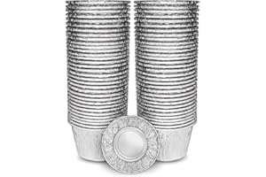 ebake Stampini Per Budini - Pacco da 50 Stampi Per Crostatine, Pirottini Alluminio da 200ml - Formine Per Crostatine per Friggitrice ad Aria - Stampini Crostatine di Budini, Muffin e Crostata