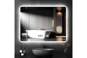 Bellanny Espejo Baño con Luz, 80×60cm Espejo de Pared, LED Espejos Retroiluminado con Función Antivaho, 3000K/4000K/6500K Regulable,Ajuste de Brillo,Memoria, IP44 para Case,Hotel, Horizontal/Vertical