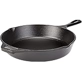 Lodge Pre-Seasoned Cast Iron Skillet for Indoor and Outdoor Use. Induction Frying Pan. Oven, Grill and Metal Utensil Safe Ski