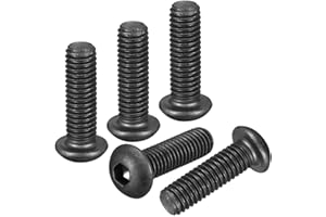 DTGN 3/8"-16x1-1/4" Button Head Socket Cap Screws - 10Pack - Good for Road Bicycle, Mountain Bike, Auto, Motorcycle - Carbon Steel Black Oxide - Hex Socket Drive Fasteners