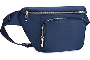 SPORTSNEW Riñonera Mujer Impermeabile Moda Fanny Pack Grande Correa de Hombro Extensible Tres Bolsillos con Cremallera para Caminatas, Paseos, Pasear Perros, Azul Marino