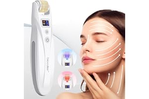 TWOWIN Bio Roller Microneedles Professional Kit, EMS Microneedle Roller Derma Stamp con 2 luci LED per rughe Stretch Scar Perdita di capelli Cura della pelle