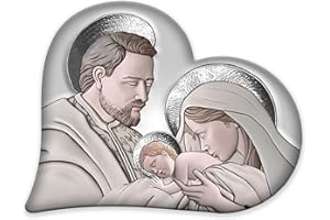 Lupia - Quadro Capezzale Sacra Famiglia HEART THE KISS CERAMIC GREY, Stile Unico a forma di cuore per Ogni Arredamento, Made in Italy, Sospensione a Cordicella a Scomparsa, Grigio, 50x65 cm, Legno mdf