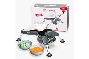 Westmark Râpe / Rabot à Légumes ou Coupe-légumes à 3 Tranches, Lames en acier inoxydable, Schnitzel Mouli, Anthracite/Argenté/Rouge, 11712260