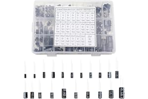 BouGPeng Condensatori Elettrolitici 24 Valori 300 Pezzi Kit Condensatore Alluminio Capacità 10uF a 2200uF 10V 16V 25V 35V 50V Condensatori Elettrolitici con Scatola Portaoggetti