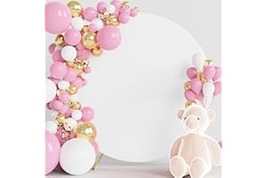 Wokceer Runde Hintergrundabdeckung mit Schnallen, Polyester, Kreis, Ballonbogen, für Hochzeit, Geburtstag, Party, Zeremonie, Dekoration, 152 cm, Weiß