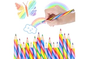 sdhiiolp 4 en 1 Crayons de couleur,Lot de 16 crayons de arc-en-ciel,crayons de couleur triangulaires, crayons épais, cadeaux spéciaux pour enfants, filles, école,adultes