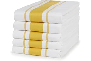 Sticky Toffee Gestreifte Geschirrtücher 100% Baumwolle | 5er Set | Cappuccino Grau Braune Streifen | 50 x 70 cm | Saugfähige Restaurant Bar Glas Küchenwäsche