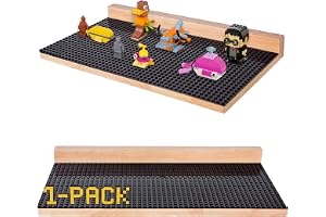 Tapeera Minifigurhylla för Vägg - Svävande Hylla för Byggklossar - Stor XL 48x24 Piggar Basplatta Display för Barnrum - Väggmonterad Leksakshylla (svart, 1-pack)