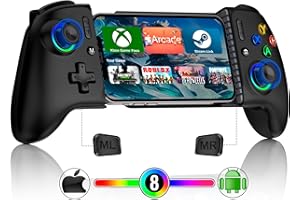 Elegamefy Handy Controller für Android/iPhone, Smartphone Controller mit Programmierbarem, Aufgerüstet Joystick ohne Totzonen, Led Licht