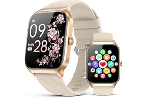 Kriutefy Smart Watch for Women Men - Answer/Make Call, Fitness Tracker Smartwatch for Android iPhone Compatible, Sleep Female Cycle, 120+ Sports Modes Step Counter (Champagne Gold, 2 Straps)
