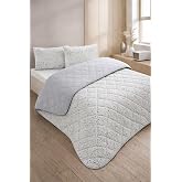 Formeya Kapitoneli Tek Kişilik Desenli Pike - Yatak &Ouml;rt&uuml;s&uuml; Takımı 160x230 cm - 1 Adet Yastık Kılıflı (Gri)