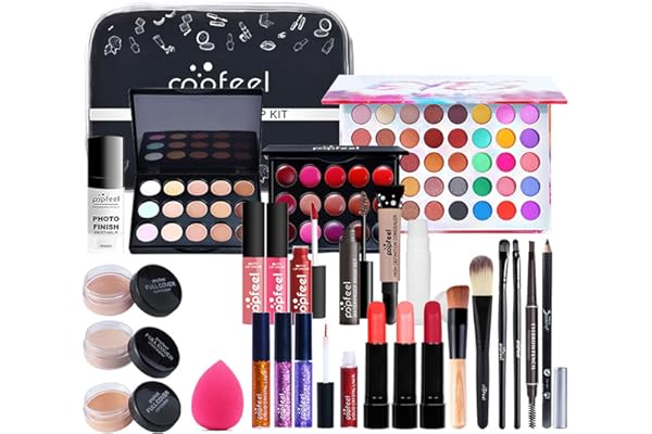 Coffret Maquillage, MKNZOME 27 Pcs Kit Maquillage Femme Professionnel avec trousse de Maquillage Palettes de Maquillage Fard à paupières Brillant à lèvres Ensemble de cadeau d'anniversaire Noël