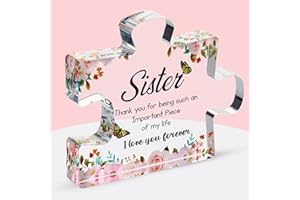 Velenti Sister Gifts - Engraved Acrylic Puzzle Piece with Heartfelt Message - Perfect Sister Birthday, Thanksgiving, Cute Decoration for Home, Office