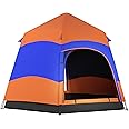 Outsunny Double Layer Dome Tent with Rainfly and Welded Floor, 4 Man Hexagon Pop Up Tent, Portable Camping Shelter with Hang Hook and Carry Bag, for Festival Hiking Family