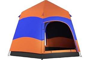 Outsunny Double Layer Instant Pop Up Tent with Rainfly, Hexagon 4 Man Dome Tent, Portable Camping Shelter with Sewn-in Groundsheet and Carry Bag, for Festival Backpacking Road Trips