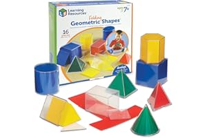 Learning Resources Forme Geometriche Pieghevoli Originali, 7+ Anni, Set 2D e 3D per Apprendimento di Simmetria, Perimetro, Superficie e Volume