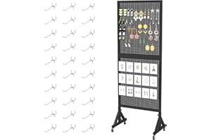 tonchean Espositore per pannelli forati con ruote, in metallo resistente, con 30 ganci, per garage, negozi al dettaglio, officine, mostre artigianali