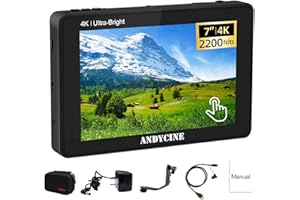 ANDYCINE C7 Monitor de cámara de Campo 7 "2200nit ultrabrillante 1920x1200 Pantalla táctil 4K HDMI In/out DSLR Monitor de cámara con Forma de Onda/Alcance Vectorial / 3D-Lut