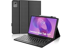 WAVATA Funda Teclado para Lenovo Idea Tab 11'' 2025, Tecla Español Ñ para Lenovo Idea Tab 11'' 2025, Teclado Bluetooth Desmontable- Negro