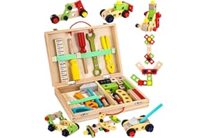 JISSTA Zabawka dla chłopca od 3 lat, drewniane skrzynki na narzędzia, zabawka do samodzielnego wykonania, zabawka na prezent dla dzieci w wieku od 3 lat, 4, 5, 6, 7, 8 lat