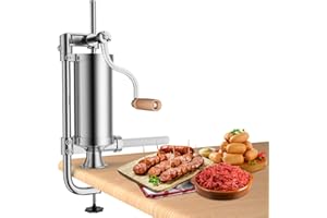 ‎COSTWAY COSTWAY 1,5kg/2,5kg/3kg/5kg Wurstfüller manuell, Wurstmaschine aus Edelstahl, Wurstfüllmaschine silber, Wurstpresse mit Tischklemme, Wurstspritze inkl. Füllrohre (1,5KG - 4 Füllrohre)
