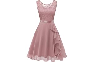 Berylove Kleid mit Rüschensaum Cocktailkleid Damen Elegant für Hochzeit Abendkleid Kurz