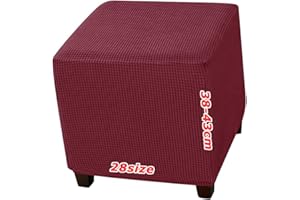 ILIEMAO Fundas Otomanas Funda de Reposapiés Footstool Covers, Terciopelo de Jacquard Elástico, Fondo Elástico Lavable, Personalizable, Protector para Puff Reposapiés Cuadradas(1980,65 x 65 cm 26 x 26 inch)