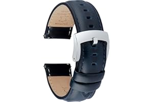 OTTOODY Bracelet de Montre en Cuir Libération Rapide 18mm 19mm 20mm 21mm 22mm, Élégant Bande Bracelet de Montre de Remplacement en Cuir de Grain Supérieur pour Homme Femme, Montre et Montre Connectée