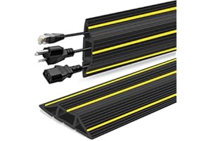 SEGNAYEN Floor Cable Protector, 1M Outdoor Floor Cable Cover, Heavy Duty Rubber Wire Covers Mat for Cables Hider With 3 Cord Channel, Black