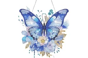Diamond Painting Girlande Kranz, Diamond Painting Schmetterling Deko Türkranz, 5D Diamant Malerei Anhänger mit Kette,Weihnach