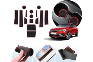LUWU Compatible con Renault Arkana 2021 2022 Alfombrillas Antideslizantes de Goma para Consola Central,Posavasos,Ranura de la Puerta,Coche Interior Accesorios 14 Piezas (Rojo)