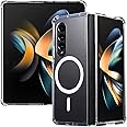 Miimall Compatible with Samsung Galaxy Z Fold 4 Case, [Support Various Magsafe Accessories] [Air Cushion Corner] Silicone Transparent Ultra-Thin Full Protective Cover Case for Galaxy Z Fold 4-Clear