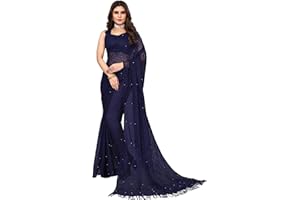 IMTRA FASHION Indischer Netz Sari Für Damen Traditioneller Sari Mit Nicht Genähter Bluse