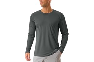 TACVASEN T Shirt Anti UV Homme Manche Longue Haut de Sport à Séchage Rapide Tops d'extérieur en Col Rond