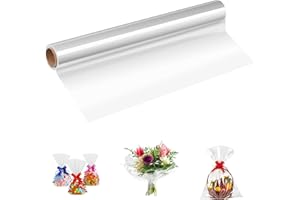 ESPIRITO REBELDE Rouleau de papier Cellophane Transparent (70cm x 50 m) - Papier d'Emballage pour Panier, Fleurs, Vin, Emballage Cadeau, Emballage Fleuriste, Mariage, Anniversaire, Fête, Artisanat, Noel,DIY