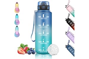 Grsta Borraccia, Borraccia 1,5 litri, Borraccie Palestra Senza Perdite, Borraccie Graduata, Facile da Pulire, con Scala Temporale, Borracce per Yoga, Campeggio, Corsa, Escursionismo