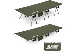 OneTigris SUPRANUBIS Cama plegable de 190 × 70 cm, cama de camping portátil plegable ligera, cama plegable de camping de hasta 150 kg para tienda de campaña, exterior, viajes, jardín, oficina