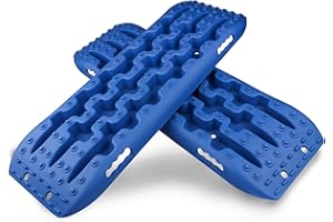 Autofonder Easy4straps 2Pc Recovery Board off Road Traction Grip Winter Boards Sand for Car AUV Emergency Rescue Tire Ladder (Blue)