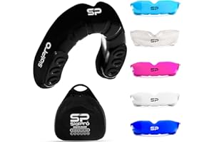 SialPro Mouth Guards for Boxing Men Adult Youth Junior Mouldable Rughby Sports Slim Fit Boil and Bite Gum Shield with Box MMA Hockey Basketball Muay Thai Football (Adult (12+ Years), Black)
