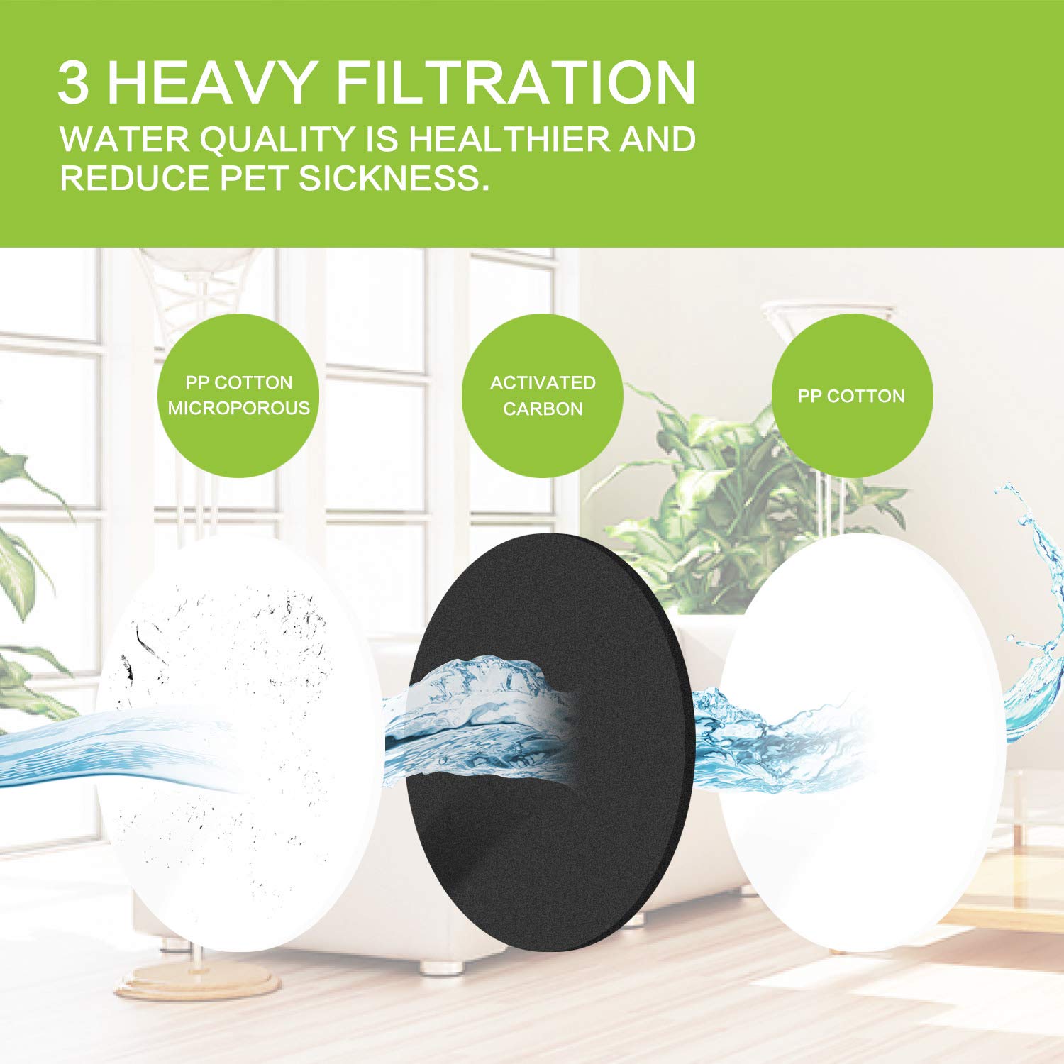 Pecute Fontana per Gatto,45DB Ultra-Quiet Automatic Circulation, per Gatti e Cani - immagine 4