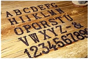 AUSUKY 1 placa de letras y números de hierro forjado fundido negro antiguo para puerta de casa (A)