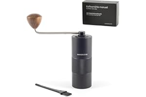 Hanseküche Młynek do kawy – ręczny młynek do kawy z precyzyjnym mechanizmem mielącym ze stali nierdzewnej i drewnianym uchwytem – mechanizm stożkowy do espresso, młynek do espresso, stal nierdzewna