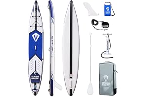 Tuxedo Sailor Inflatable Stand Up Paddle Board SUP Yoga Board Complete Accessories Adjustable Paddleboard, Pump, ISUP Travel Backpack, Mobile Phone Waterproof Bag, Fin, Kayak Seat, Paddling Surfboard